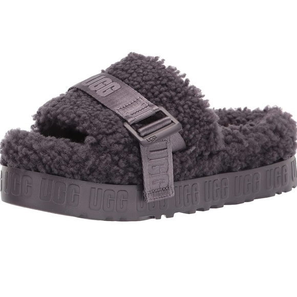 UGG Women’s Gray Fluffita Slipper Sandals, Shade Grey - Picture 2 of 10